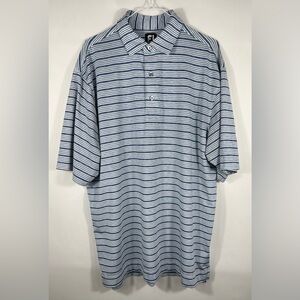 FootJoy Men’s Short Sleeve Golf Polo Shirt White Blue Black Stripes Size XL